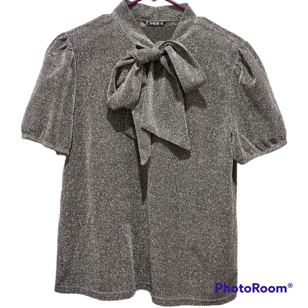 Shein Shiny Silver Blouse